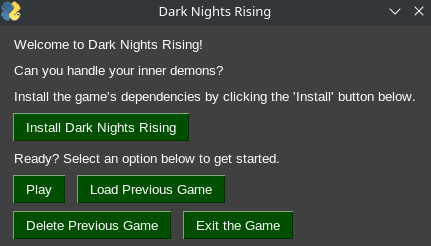 Dark Nights Rising welcome screenshot